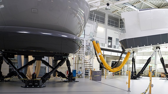 Flight simulator hall with two Full Flight Simulator Devices