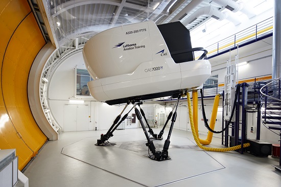 A flight simulator in a hall.